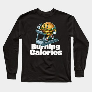 Hamburger on Treadmill Burning Calories Long Sleeve T-Shirt